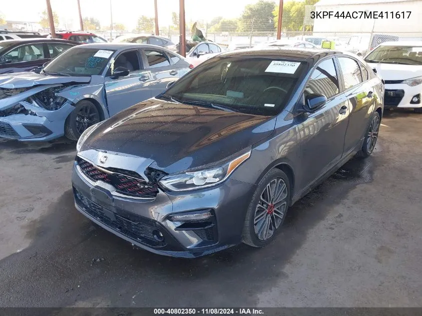 2021 Kia Forte Gt VIN: 3KPF44AC7ME411617 Lot: 40802350