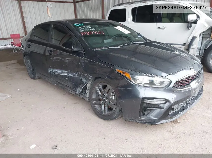 2021 Kia Forte Gt-Line VIN: 3KPF34AD7ME376427 Lot: 40804121