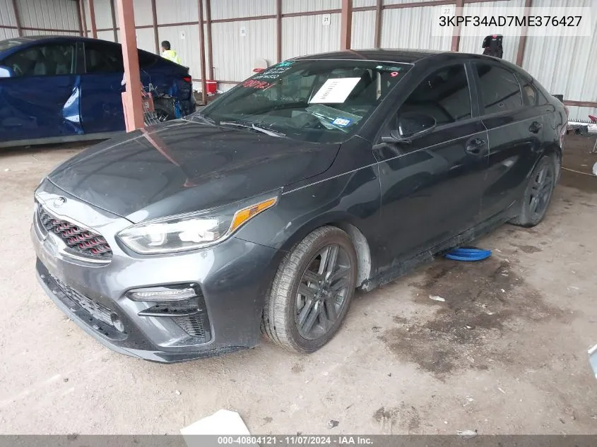 2021 Kia Forte Gt-Line VIN: 3KPF34AD7ME376427 Lot: 40804121