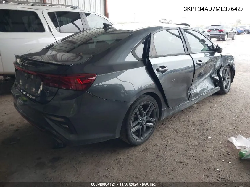 2021 Kia Forte Gt-Line VIN: 3KPF34AD7ME376427 Lot: 40804121