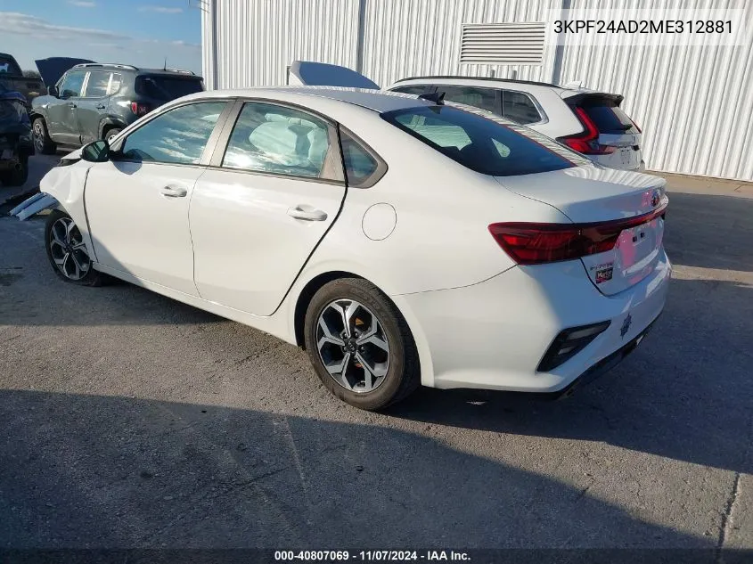 2021 Kia Forte Lxs VIN: 3KPF24AD2ME312881 Lot: 40807069