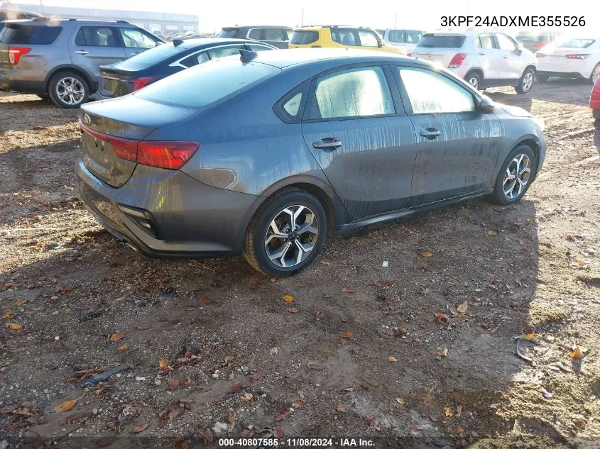 2021 Kia Forte Lxs VIN: 3KPF24ADXME355526 Lot: 40807585