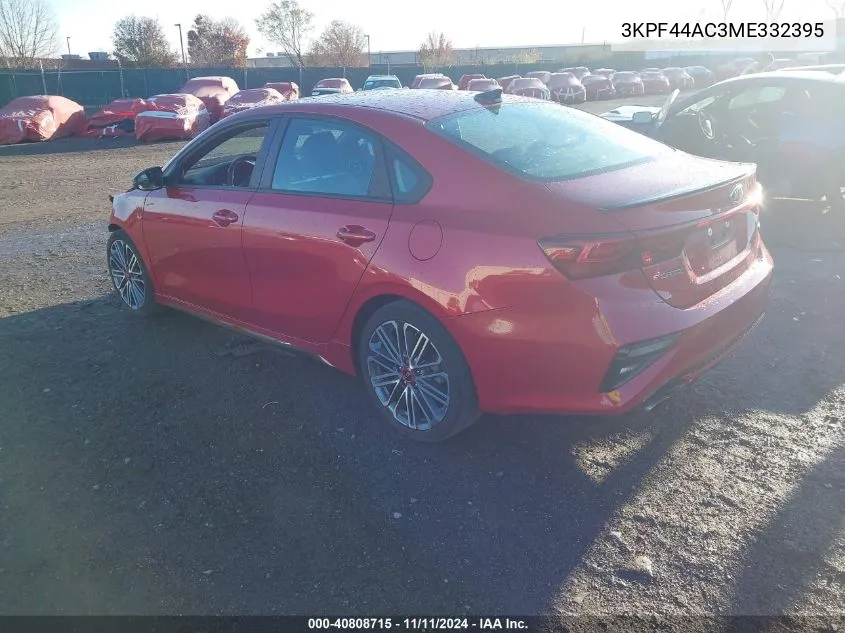 2021 Kia Forte Gt VIN: 3KPF44AC3ME332395 Lot: 40808715