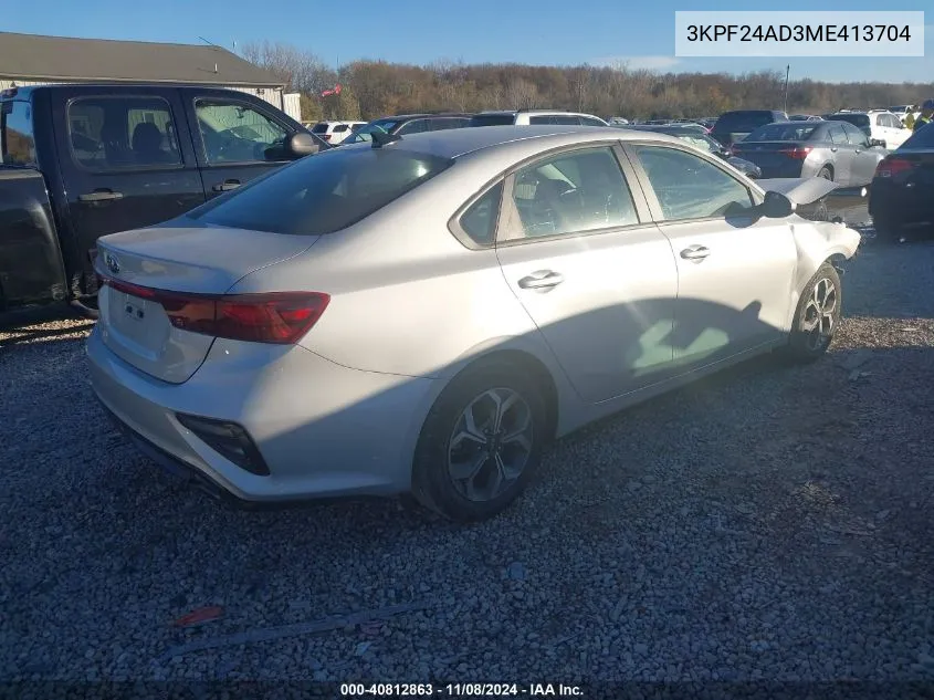 2021 Kia Forte Lxs VIN: 3KPF24AD3ME413704 Lot: 40812863