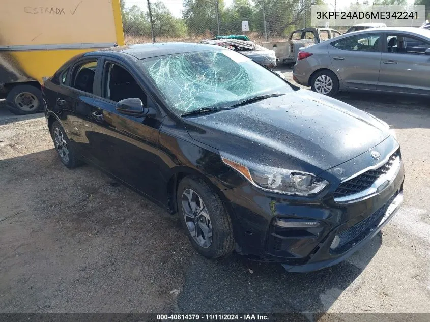 2021 Kia Forte Lxs VIN: 3KPF24AD6ME342241 Lot: 40814379