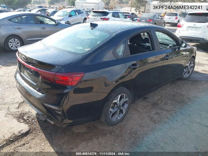 2021 Kia Forte Lxs VIN: 3KPF24AD6ME342241 Lot: 40814379