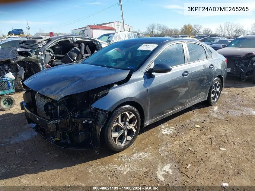 2021 Kia Forte Lxs VIN: 3KPF24AD7ME265265 Lot: 40821199