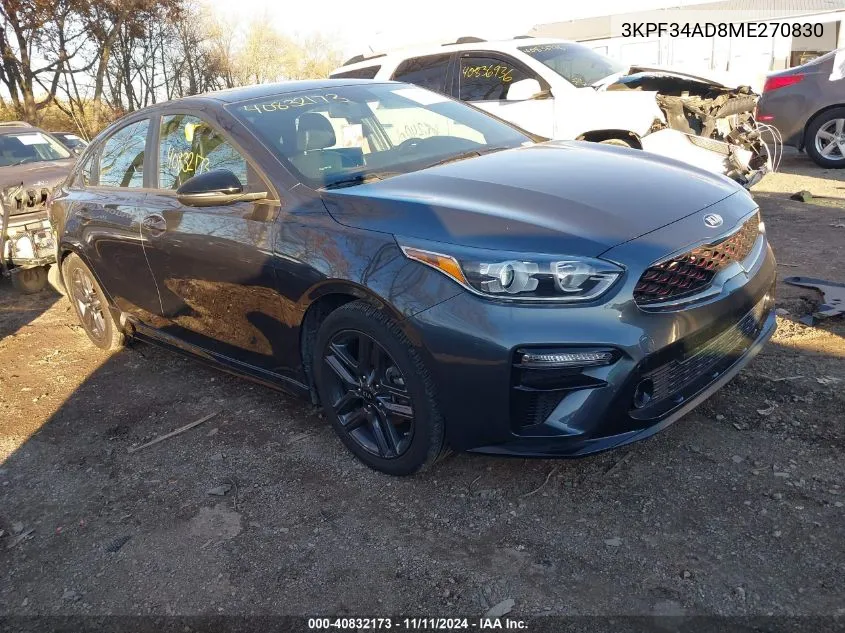 2021 Kia Forte Gt-Line VIN: 3KPF34AD8ME270830 Lot: 40832173