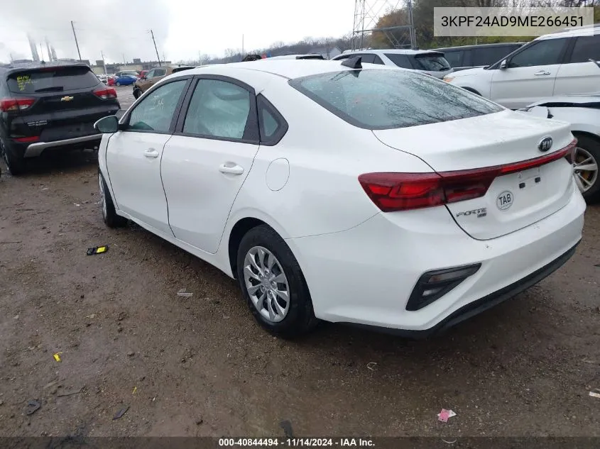 2021 Kia Forte Fe VIN: 3KPF24AD9ME266451 Lot: 40844494