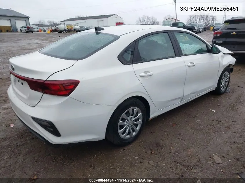 2021 Kia Forte Fe VIN: 3KPF24AD9ME266451 Lot: 40844494