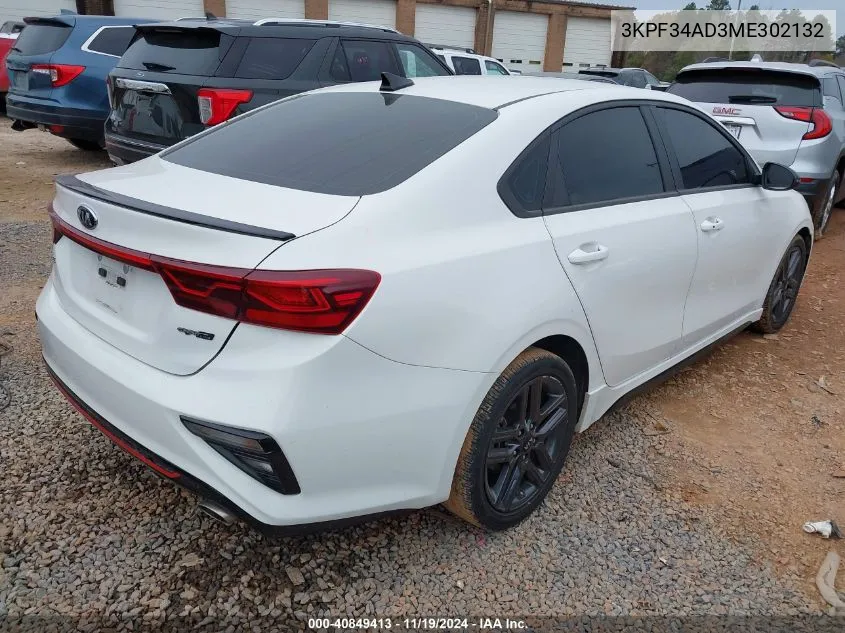 2021 Kia Forte Gt-Line VIN: 3KPF34AD3ME302132 Lot: 40849413