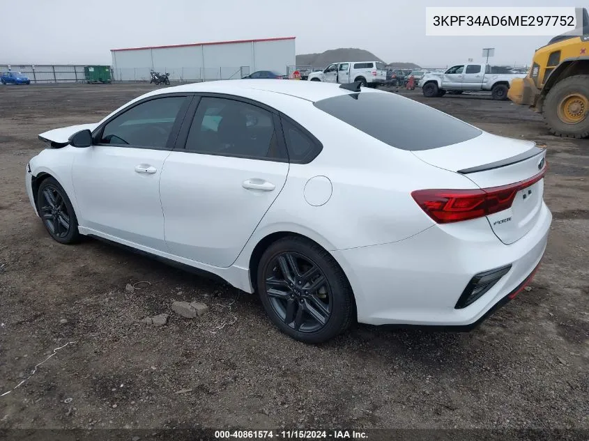 2021 Kia Forte Gt-Line VIN: 3KPF34AD6ME297752 Lot: 40861574