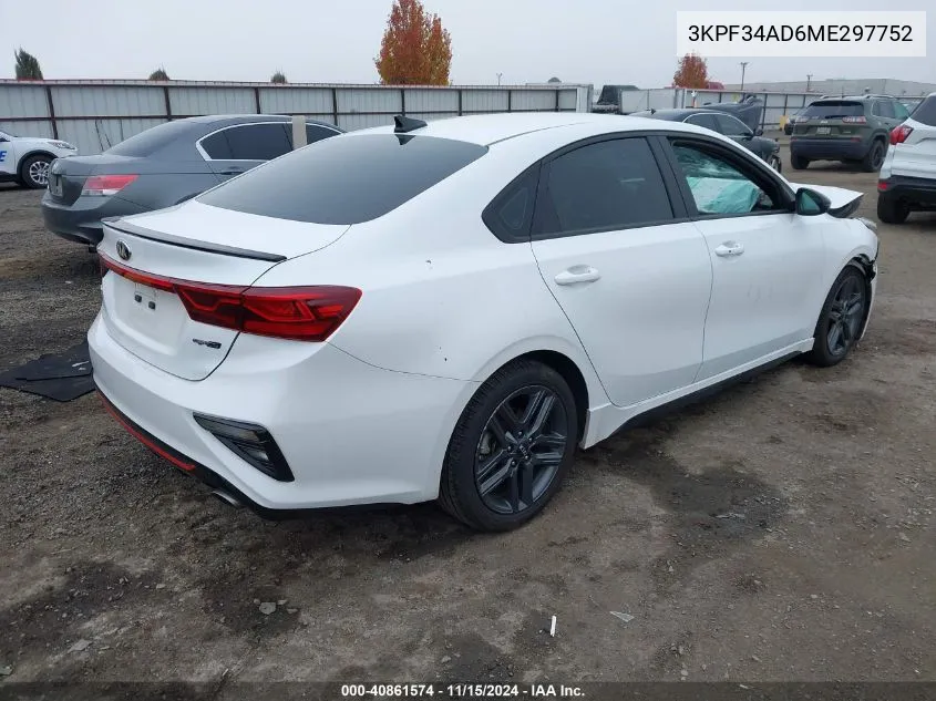 2021 Kia Forte Gt-Line VIN: 3KPF34AD6ME297752 Lot: 40861574