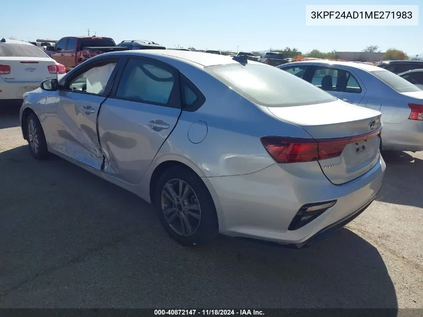 2021 Kia Forte Lxs VIN: 3KPF24AD1ME271983 Lot: 40872147