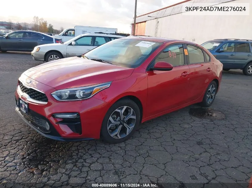 2021 Kia Forte Lxs VIN: 3KPF24AD7ME276024 Lot: 40889606