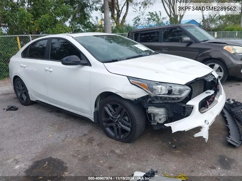 2021 Kia Forte Gt-Line VIN: 3KPF34AD5ME289562 Lot: 40907974