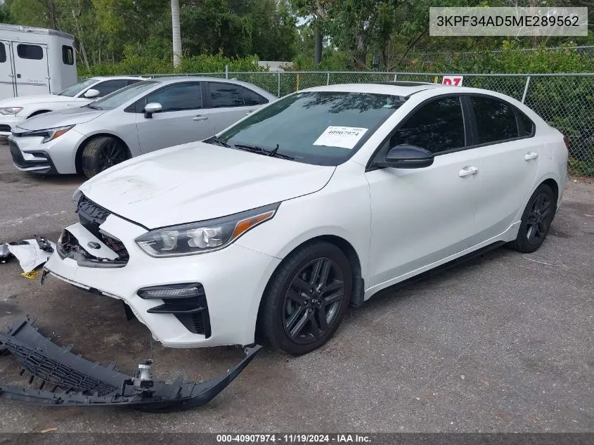 2021 Kia Forte Gt-Line VIN: 3KPF34AD5ME289562 Lot: 40907974