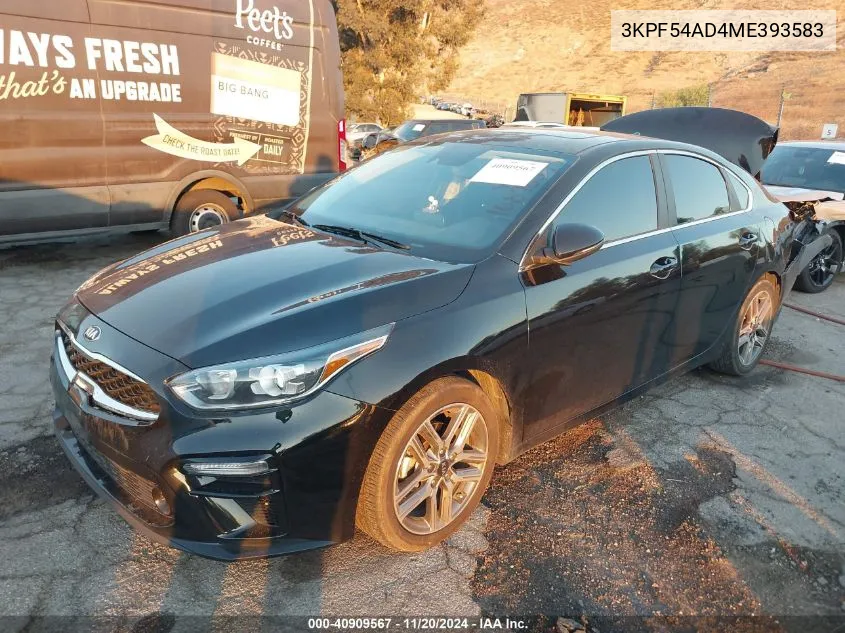 2021 Kia Forte Ex VIN: 3KPF54AD4ME393583 Lot: 40909567