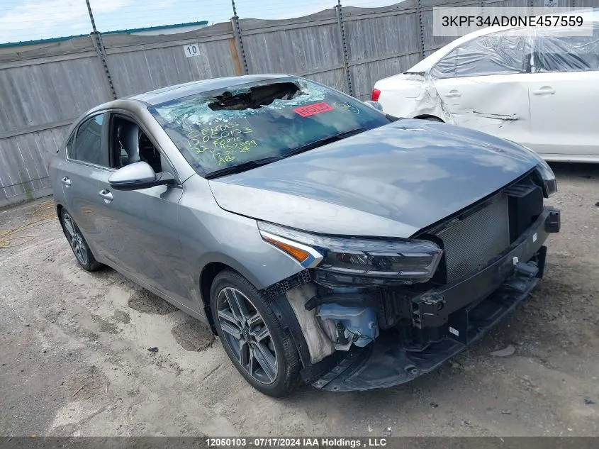 2022 Kia Forte VIN: 3KPF34AD0NE457559 Lot: 12050103