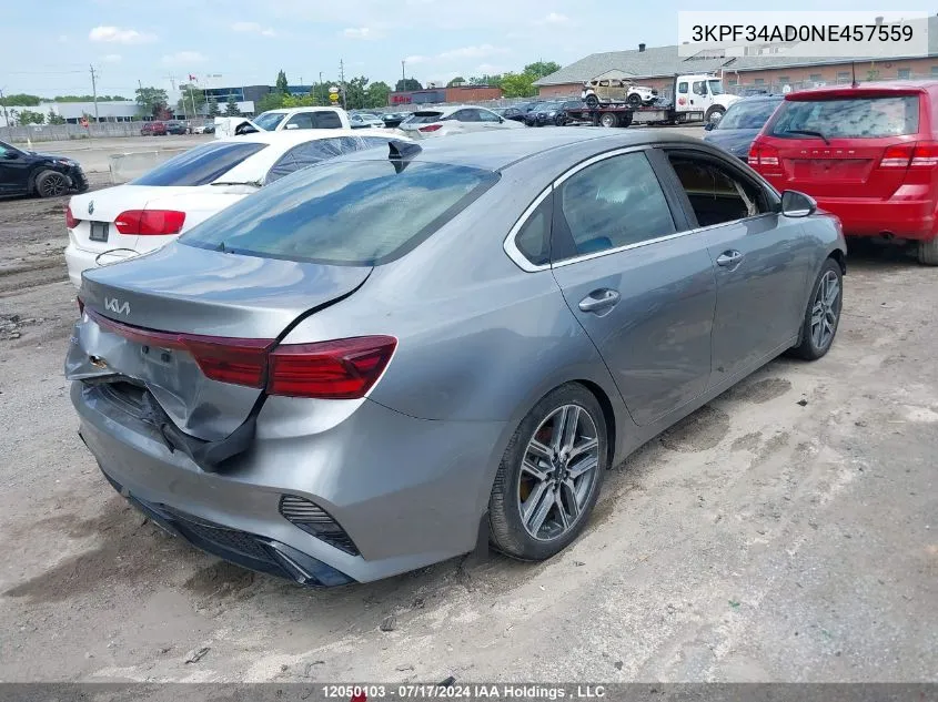 2022 Kia Forte VIN: 3KPF34AD0NE457559 Lot: 12050103