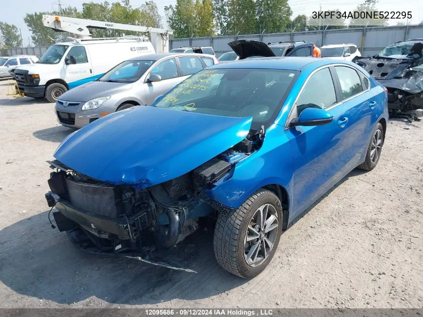 2022 Kia Forte VIN: 3KPF34AD0NE522295 Lot: 12095686