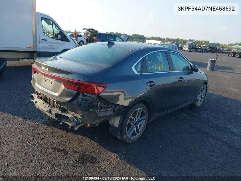 3KPF34AD7NE458692 2022 Kia Forte