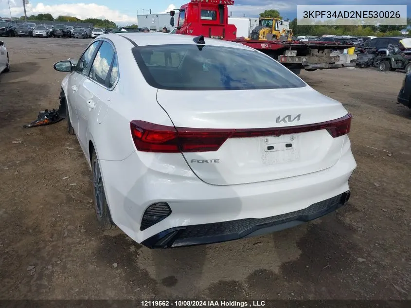 2022 Kia Forte VIN: 3KPF34AD2NE530026 Lot: 12119562