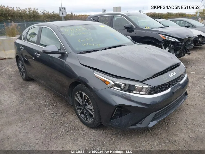 2022 Kia Forte Gt Line VIN: 3KPF34AD5NE510952 Lot: 12122683