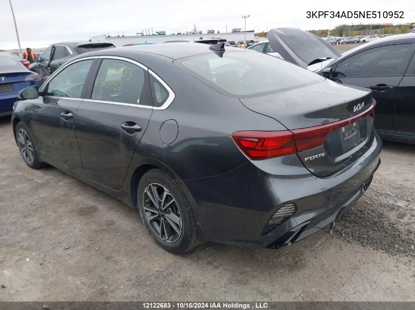 2022 Kia Forte Gt Line VIN: 3KPF34AD5NE510952 Lot: 12122683