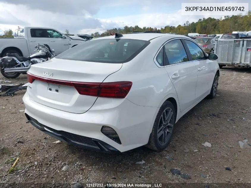 2022 Kia Forte VIN: 3KPF34AD1NE459742 Lot: 12127232