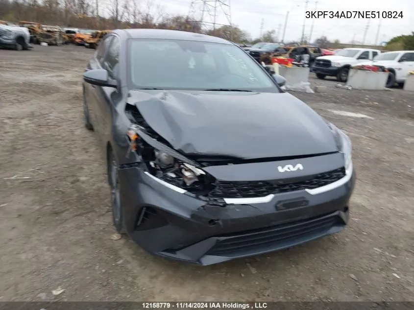 2022 Kia Forte Gt Line VIN: 3KPF34AD7NE510824 Lot: 12158779