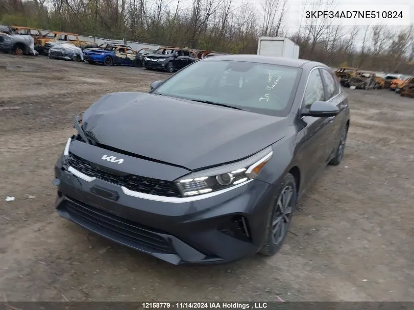 2022 Kia Forte Gt Line VIN: 3KPF34AD7NE510824 Lot: 12158779