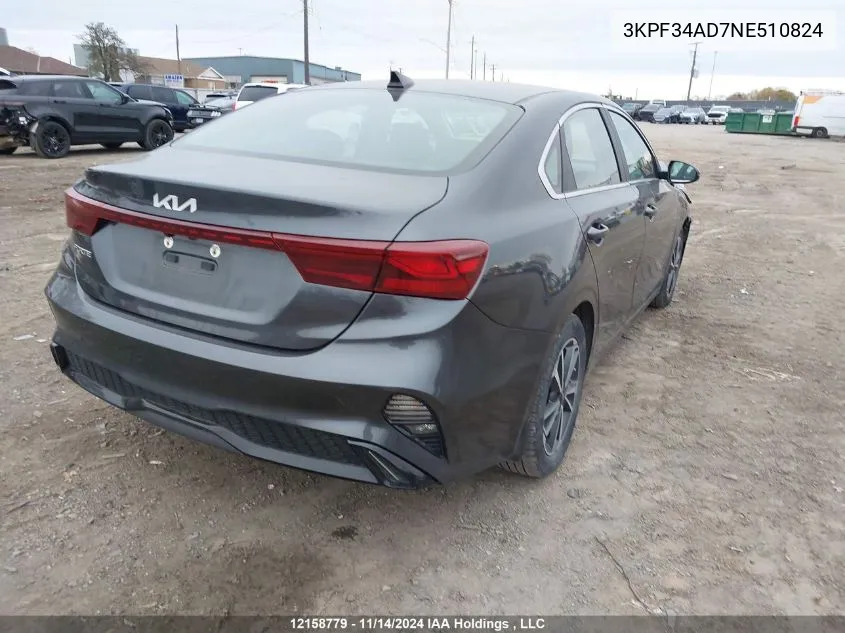 2022 Kia Forte Gt Line VIN: 3KPF34AD7NE510824 Lot: 12158779