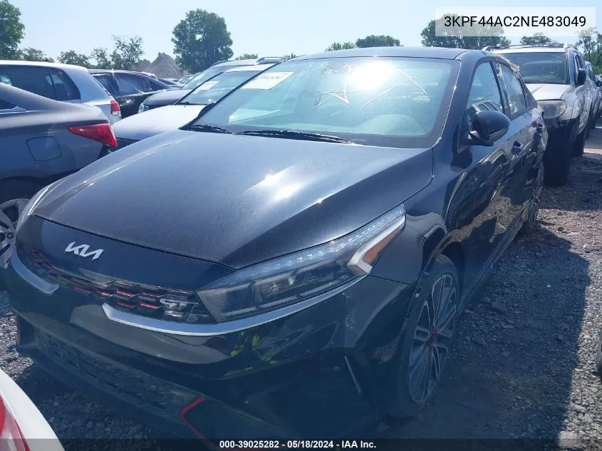 2022 Kia Forte Gt Manual VIN: 3KPF44AC2NE483049 Lot: 39025282