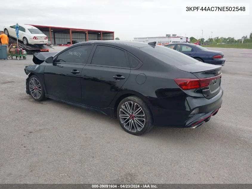 2022 Kia Forte Gt VIN: 3KPF44AC7NE502548 Lot: 39091604