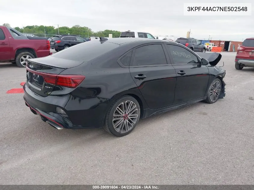 2022 Kia Forte Gt VIN: 3KPF44AC7NE502548 Lot: 39091604