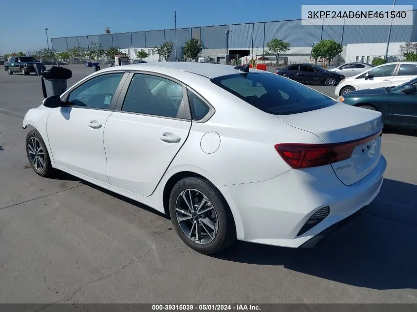 2022 Kia Forte Lxs VIN: 3KPF24AD6NE461540 Lot: 39315039