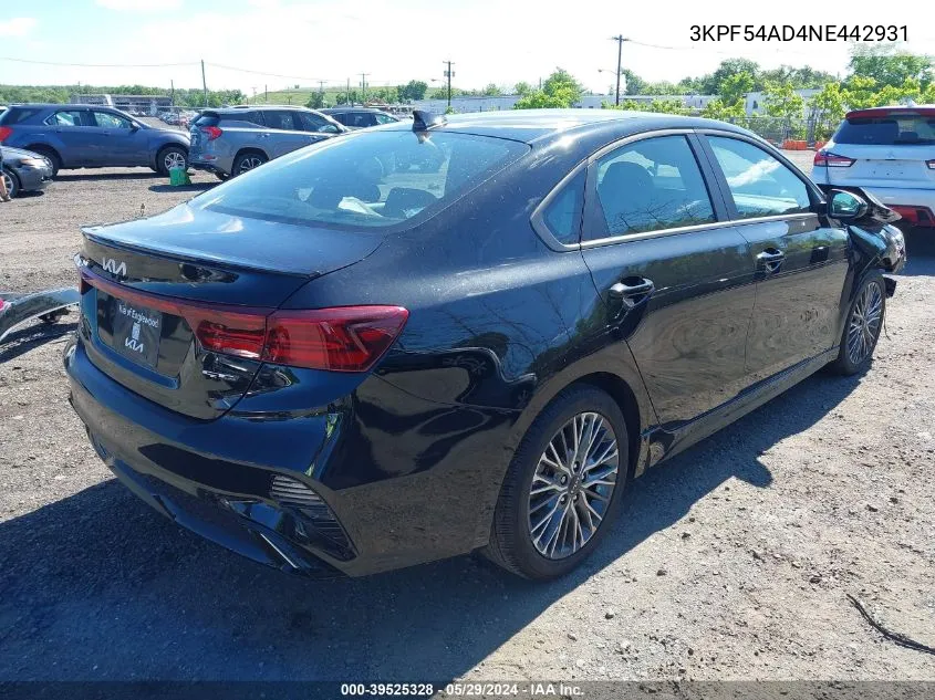 2022 Kia Forte Gt-Line VIN: 3KPF54AD4NE442931 Lot: 39525328