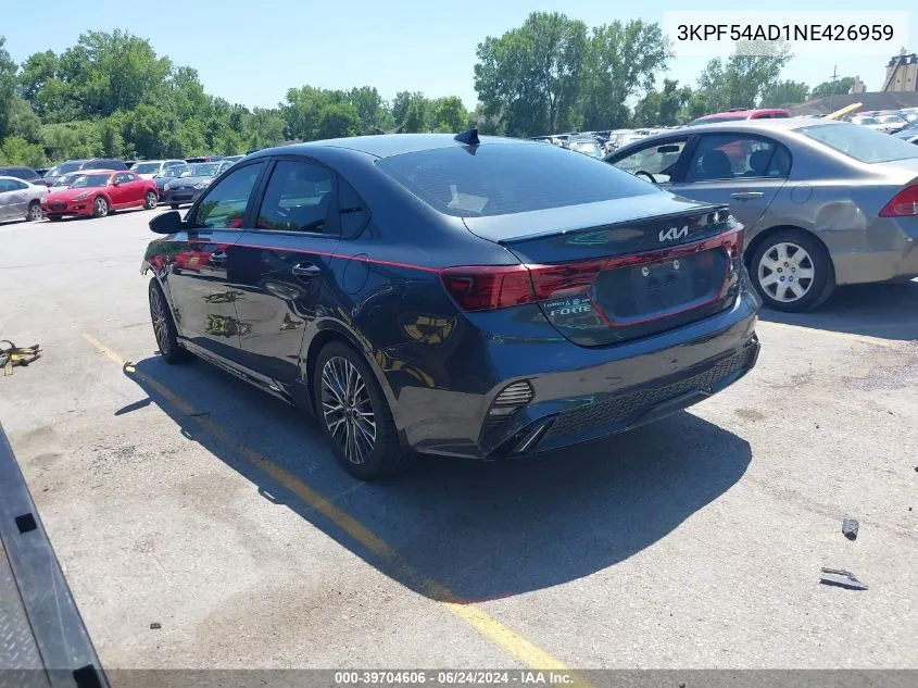 2022 Kia Forte Gt-Line VIN: 3KPF54AD1NE426959 Lot: 39704606