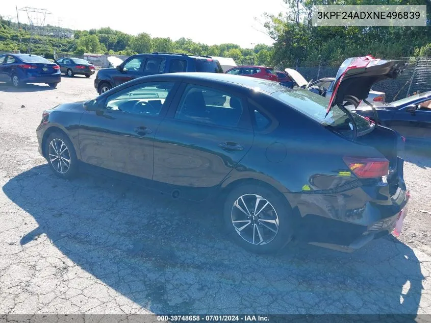 2022 Kia Forte Lxs VIN: 3KPF24ADXNE496839 Lot: 39748658