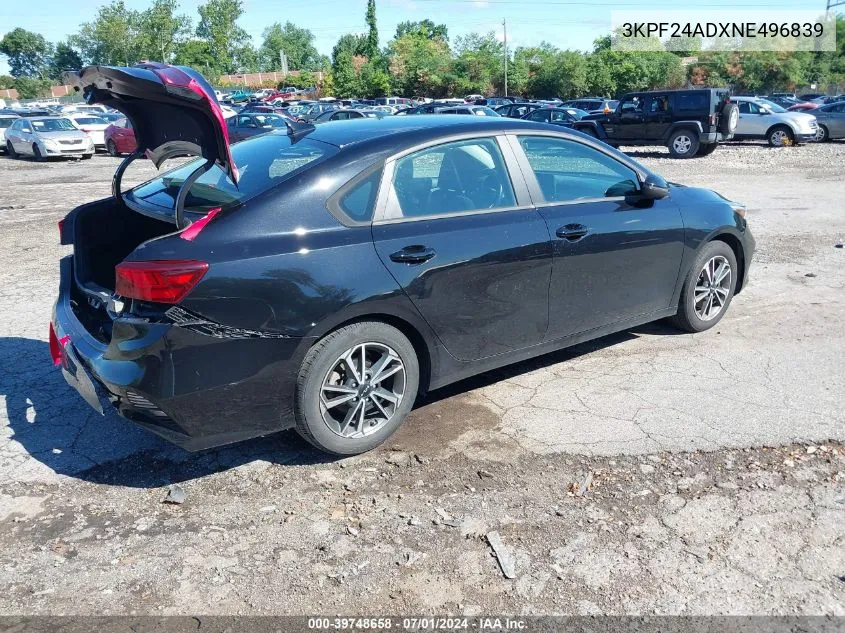 2022 Kia Forte Lxs VIN: 3KPF24ADXNE496839 Lot: 39748658