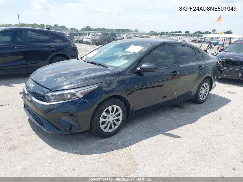 2022 Kia Forte Fe VIN: 3KPF24AD8NE501049 Lot: 39754446