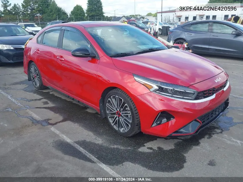 2022 Kia Forte Gt Manual VIN: 3KPF44AC2NE420596 Lot: 39919108