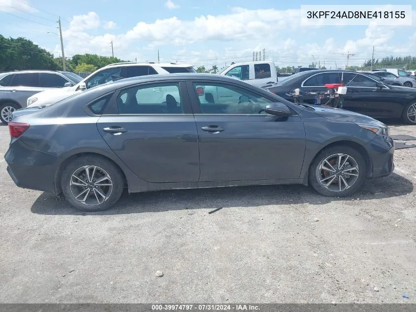 2022 Kia Forte Lxs VIN: 3KPF24AD8NE418155 Lot: 39974797