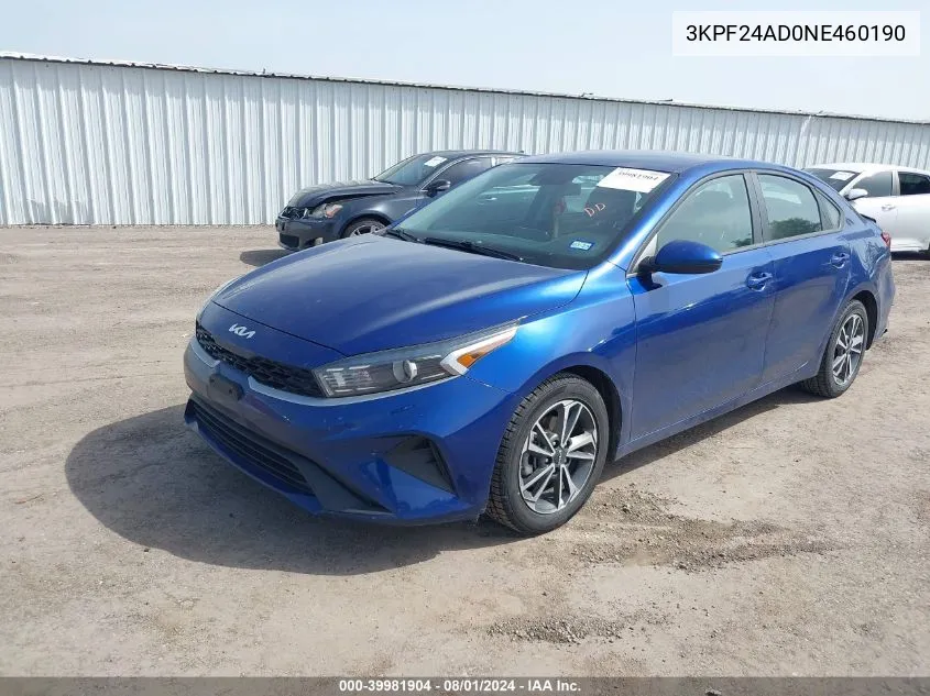 2022 Kia Forte Lxs VIN: 3KPF24AD0NE460190 Lot: 39981904