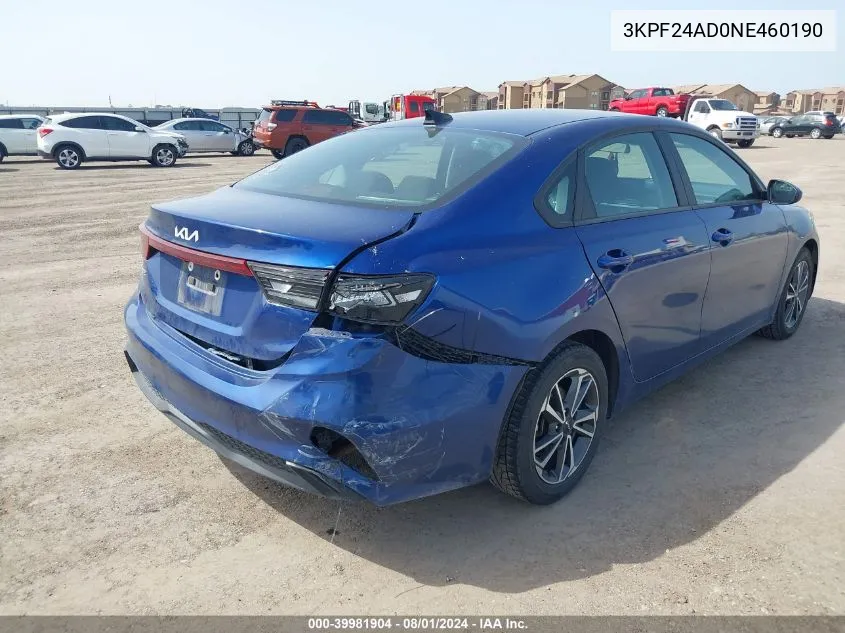 2022 Kia Forte Lxs VIN: 3KPF24AD0NE460190 Lot: 39981904