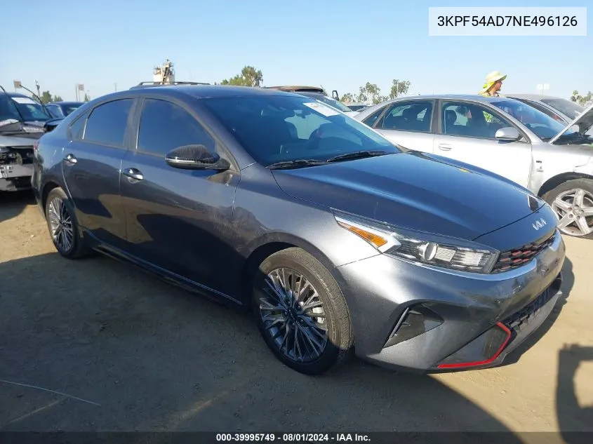 2022 Kia Forte Gt-Line VIN: 3KPF54AD7NE496126 Lot: 39995749