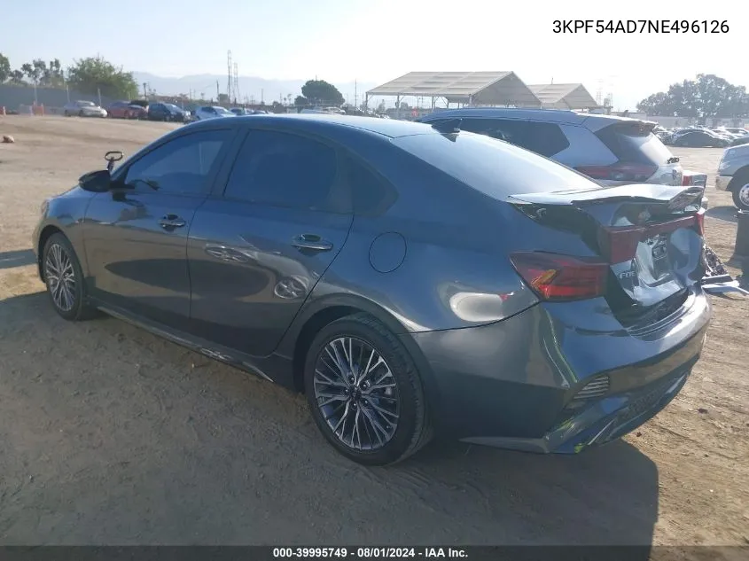 2022 Kia Forte Gt-Line VIN: 3KPF54AD7NE496126 Lot: 39995749