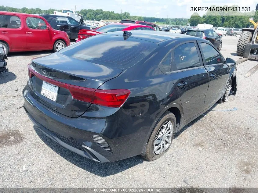 2022 Kia Forte Fe VIN: 3KPF24AD9NE431531 Lot: 40009461