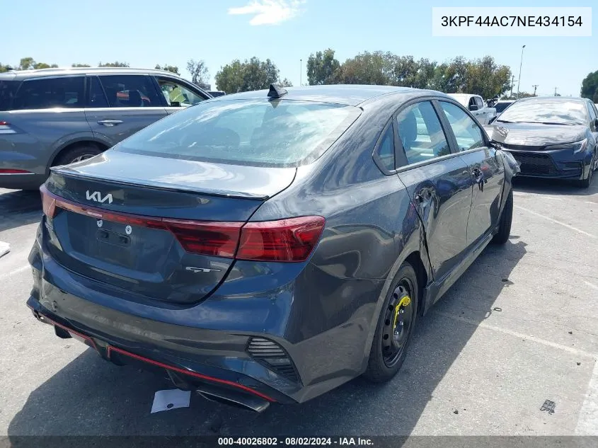 2022 Kia Forte Gt VIN: 3KPF44AC7NE434154 Lot: 40026802